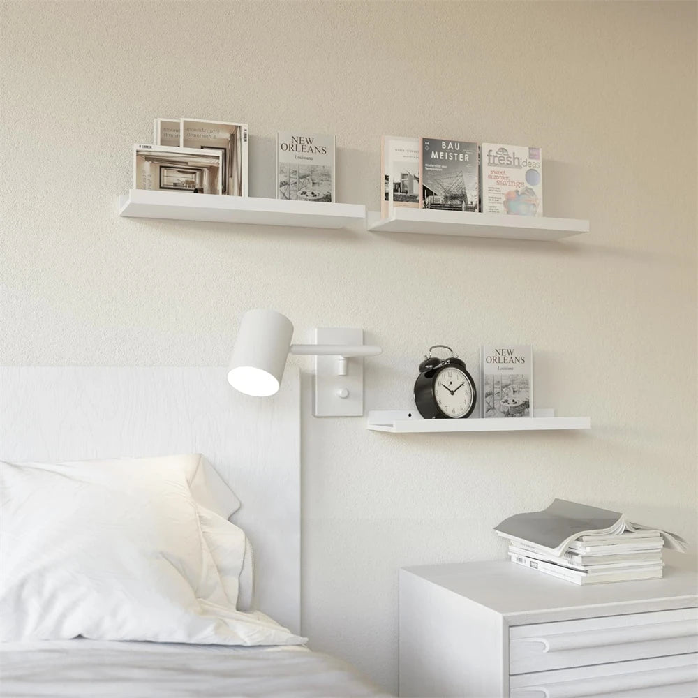 Floating Shelves Wall Mounted Set of 3 Rustic Wood Shelves with Ledge Design for Bedroom Living Room Kitchen Wall Storage Shelf