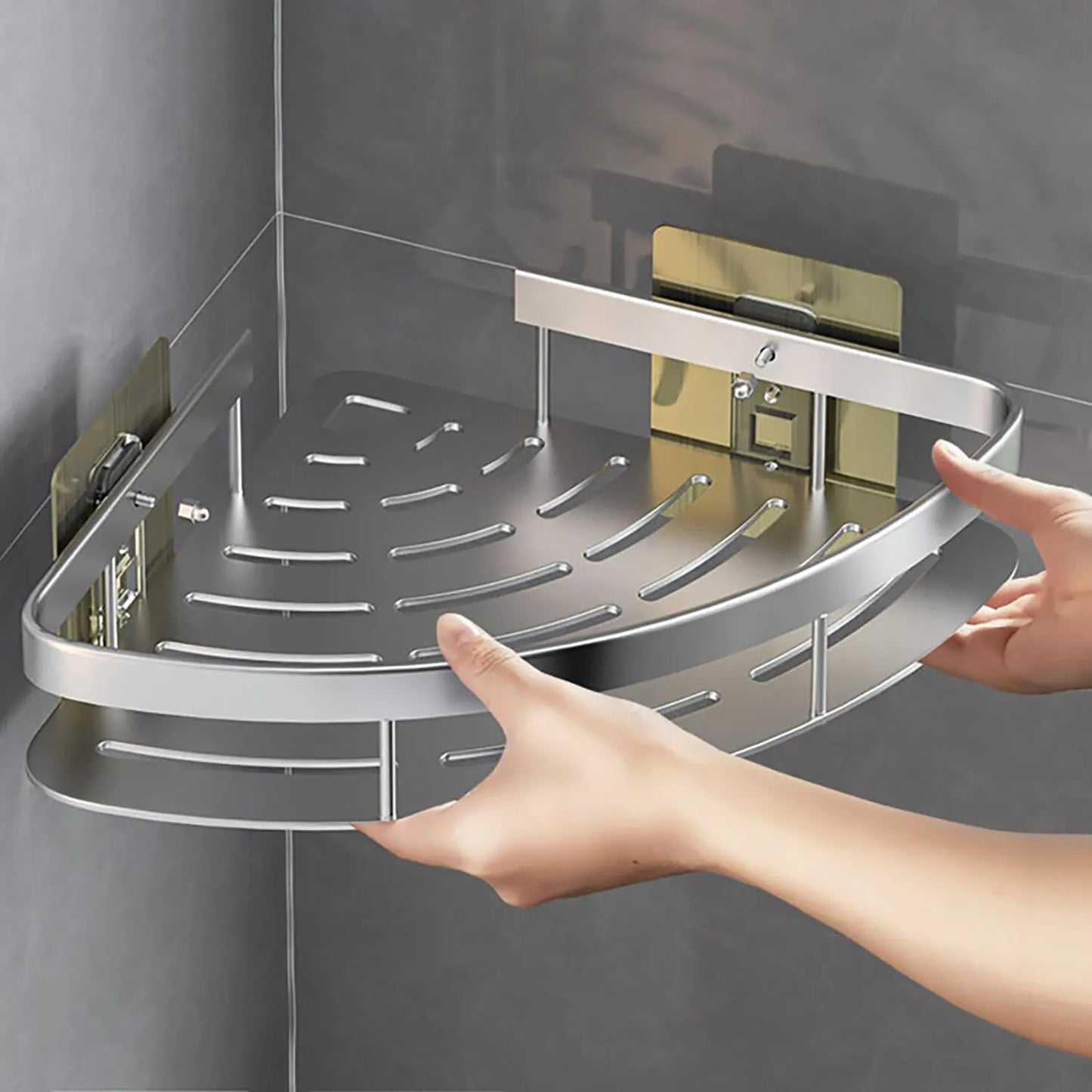 Wall Mounted Rectangular Rack Wall Mounted Shower Shampoo Rack No Drill Rack Tripod Bathroom Rack Towel Rack