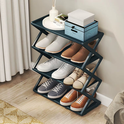 4 Tier Foldable Shoe Rack Space Saving Standing Shoe Storage Organizer for Closet Hallway Entryway Bedroom 4 Tier Shoe Rack