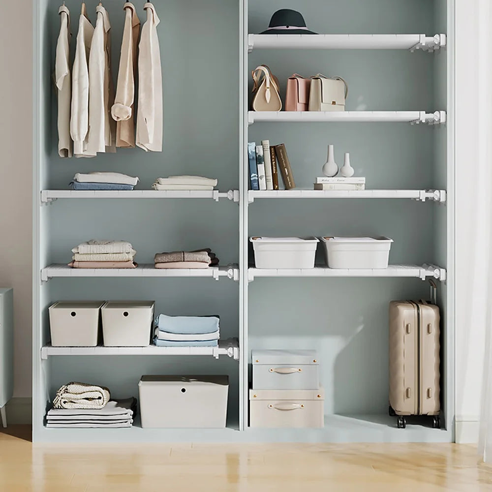 NEW Adjustable Closet Organizer Kitchen Storage Shelves Space Saving Wardrobe Wall Mounted Rack Home Appliance Cabinet Holder1Pc