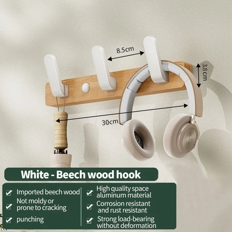 Wood Hooks Strong Hook Wall Hanger Sticker Hanging Coat Rack Clothes Hanger Shower Robe Hook Kitchen Bathroom Towel Hooks