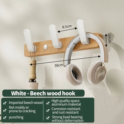 Wood Hooks Strong Hook Wall Hanger Sticker Hanging Coat Rack Clothes Hanger Shower Robe Hook Kitchen Bathroom Towel Hooks