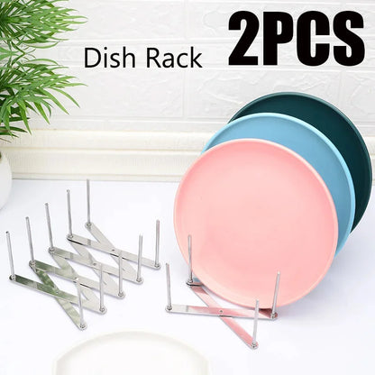 Dish Plate Organizer Rack Pot Lid Holder Tableware Drying Storage Tray Holder Adjustable Plates Holder Rest Kitchen Accessories