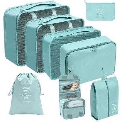 8-Piece Set Travel Bag Organizer Clothes Luggage Travel Organizer Blanket Shoes Organizers Bag Suitcase Pouch Packing Cubes