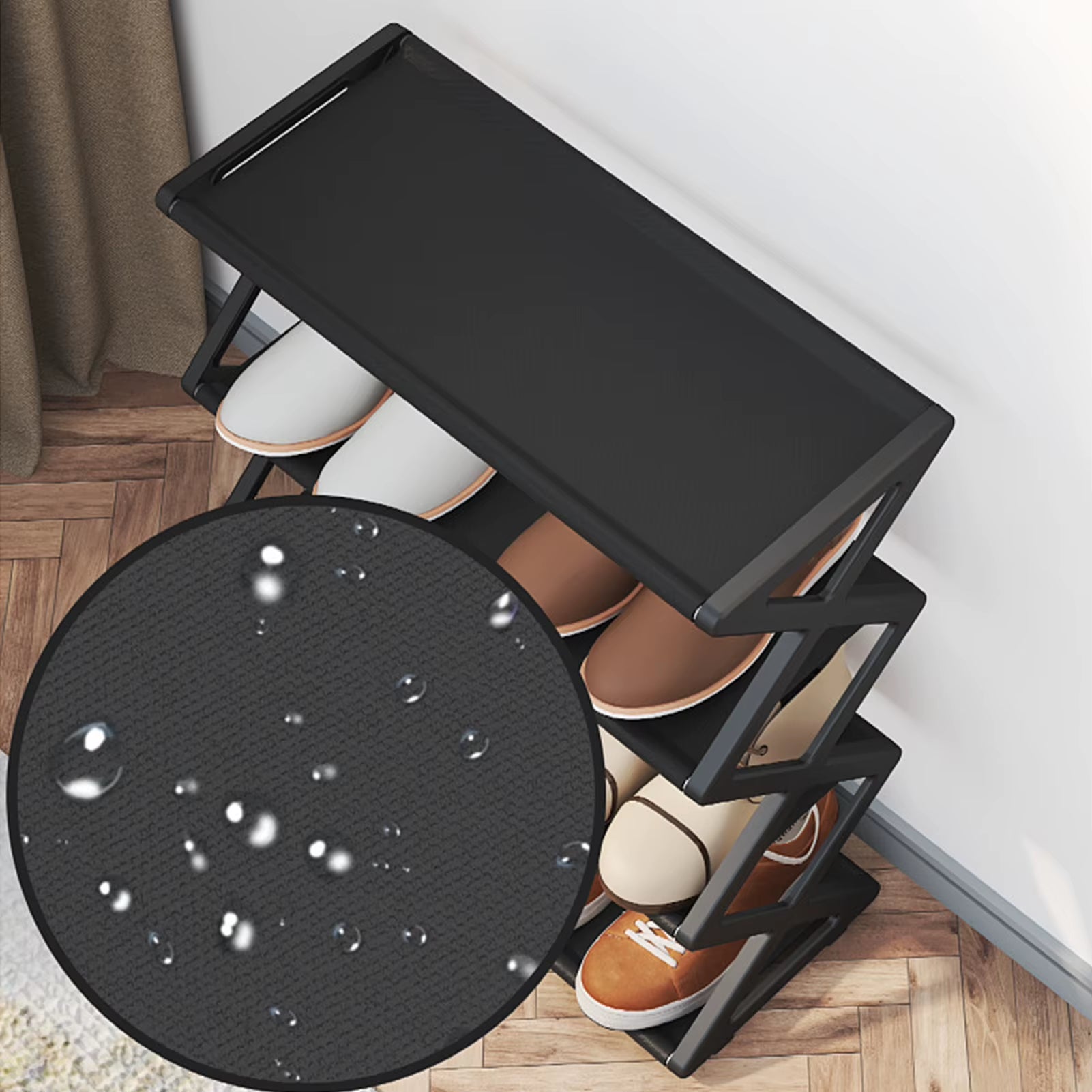 4 Tier Foldable Shoe Rack Space Saving Standing Shoe Storage Organizer for Closet Hallway Entryway Bedroom 4 Tier Shoe Rack