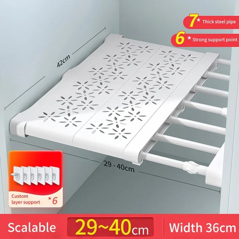 NEW Adjustable Closet Organizer Kitchen Storage Shelves Space Saving Wardrobe Wall Mounted Rack Home Appliance Cabinet Holder1Pc