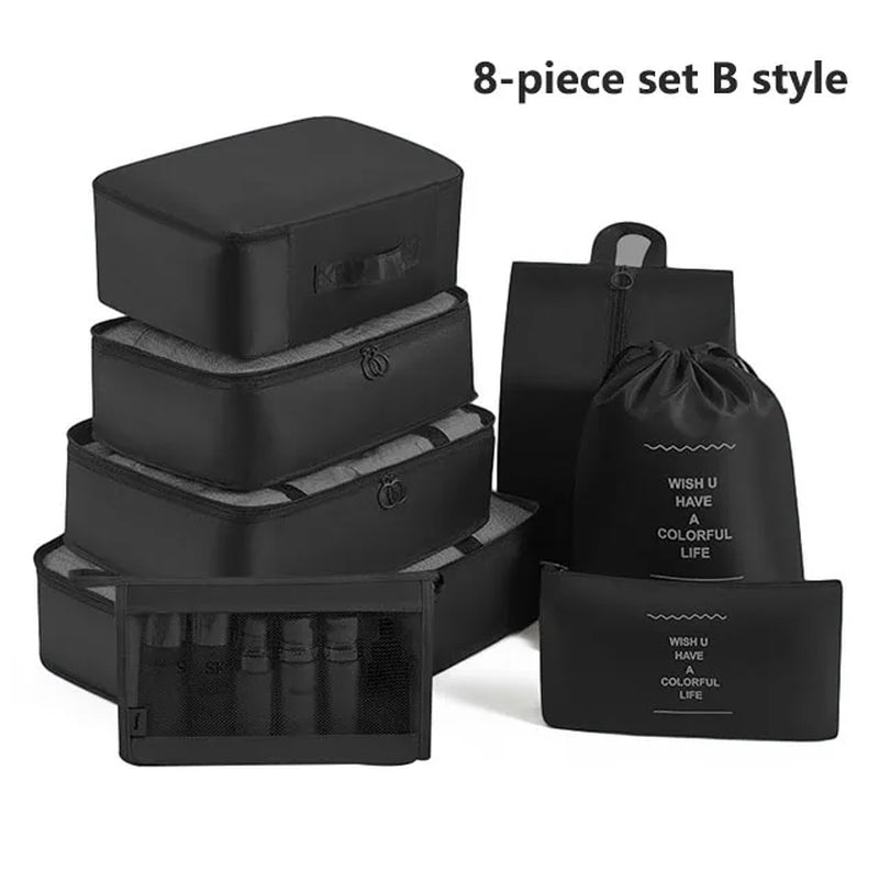 7-8-9-Piece Set Travel Bag Organizer Clothes Luggage Travel Organizer Blanket Shoes Organizers Bag Suitcase Pouch Packing Cubes