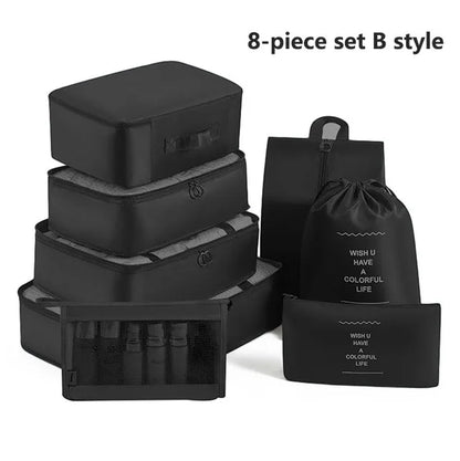 7-8-9-Piece Set Travel Bag Organizer Clothes Luggage Travel Organizer Blanket Shoes Organizers Bag Suitcase Pouch Packing Cubes