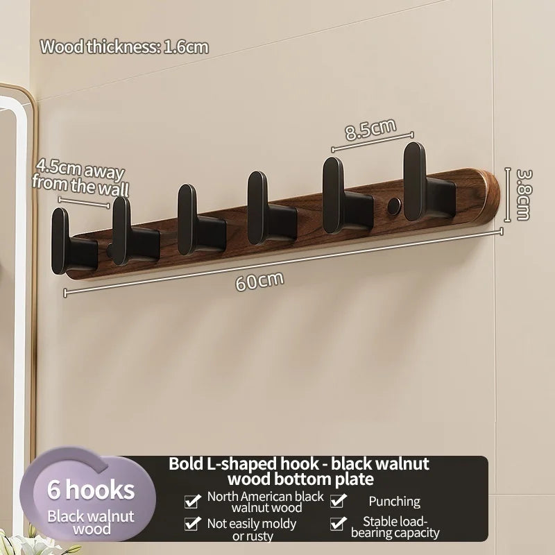 Wood Hooks Strong Hook Wall Hanger Sticker Hanging Coat Rack Clothes Hanger Shower Robe Hook Kitchen Bathroom Towel Hooks
