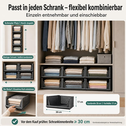 RMAN 4 Pack Kleiderschrank Organizer Stapelbare Schubladenbox Schrank Regal