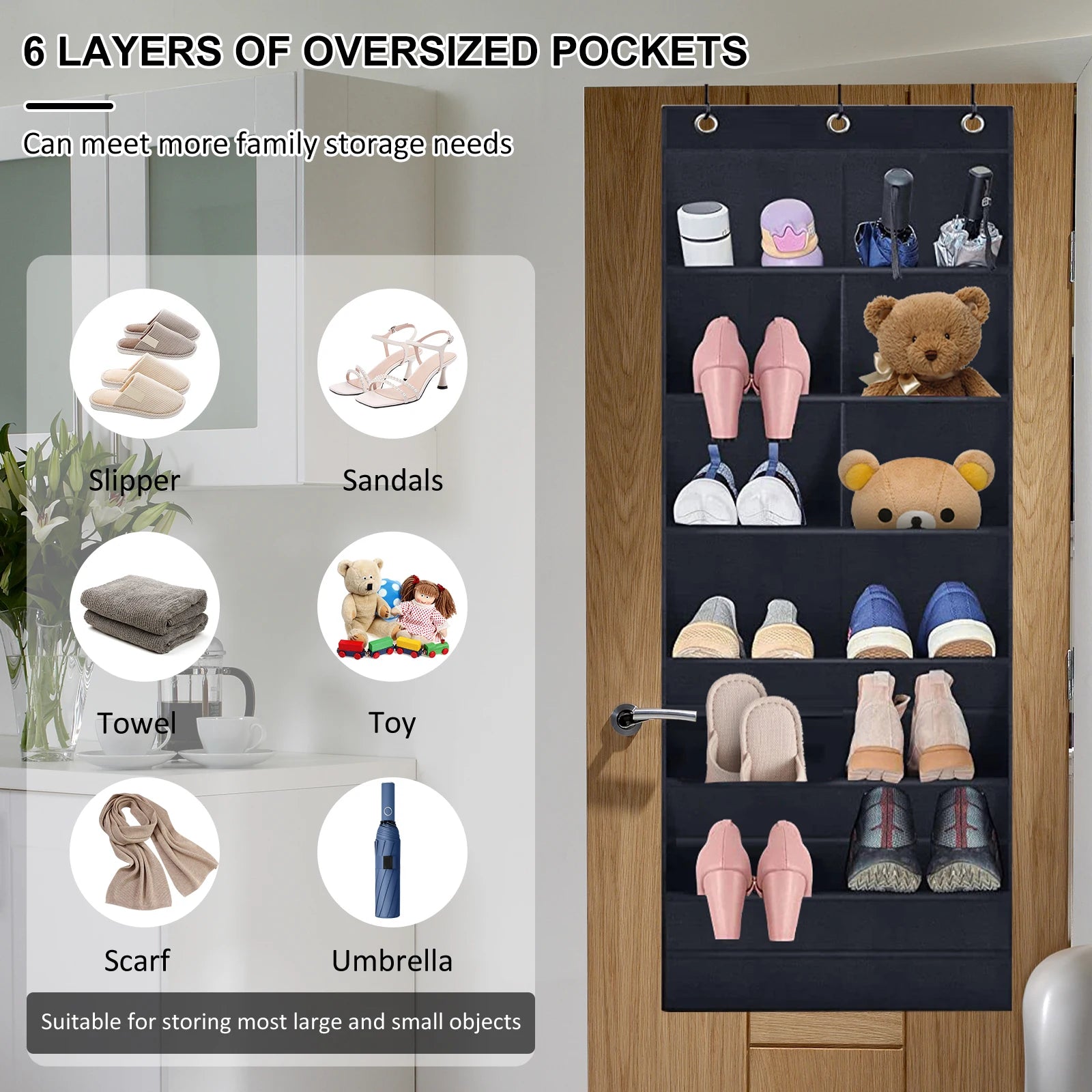 Hanging Shoe Organizer with 9 Pocket Hooks Wear Resistant the Door Shoe Hanger Door Hanging Storage Space Organizer Rack Closet