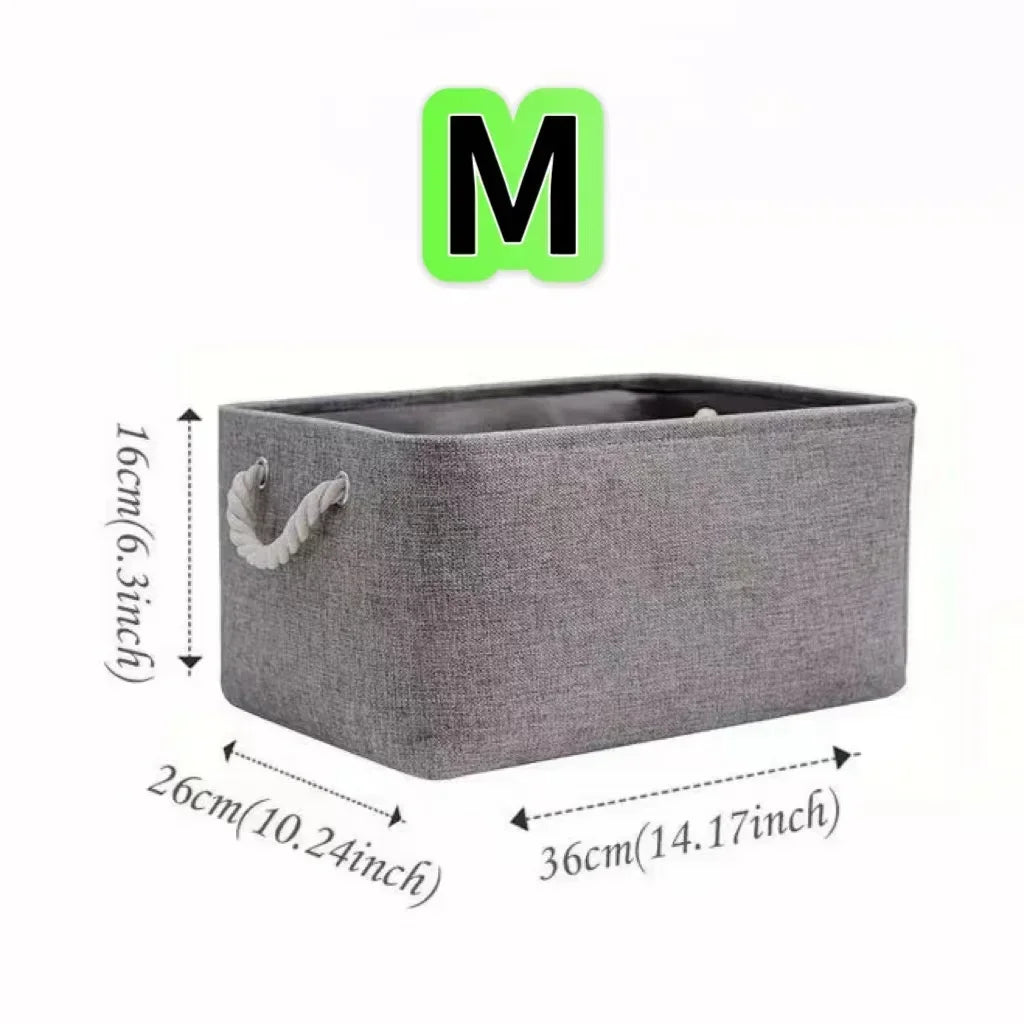 Folding Linen Storage Box with Handles Space-Saving Cube Organizer Basket for Home Supplie Baby Toys Clothes Books Organizer