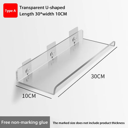 Self Adhesive Storage Shelf Wall-Mounted Storage Rack Removable Bathroom Shower Organizer Kitchen Wardrobe Bathroom Accessories
