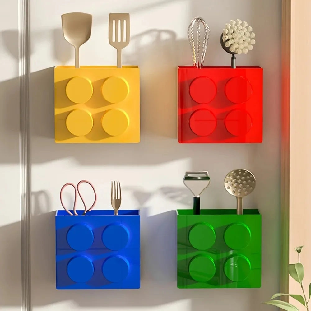 1/4Pc Magnetic Storage Box Kitchen No-Drill Refrigerator Storage Door Rack Building Block Wall Mounted Organizer Decor Holder