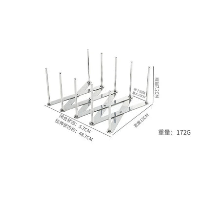 1Pc Pot Lid Rack Pan Lid Organizer Retractable Foldable Stainless Steel Plate Holder Shelf Tableware Storage Kitchen Gadgets
