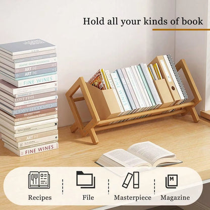 Desktop Bookshelf Home Living Room Small Decoration Bamboo Decorative Shelf Desk Multi-Shelf Bookcase Storage Shelf