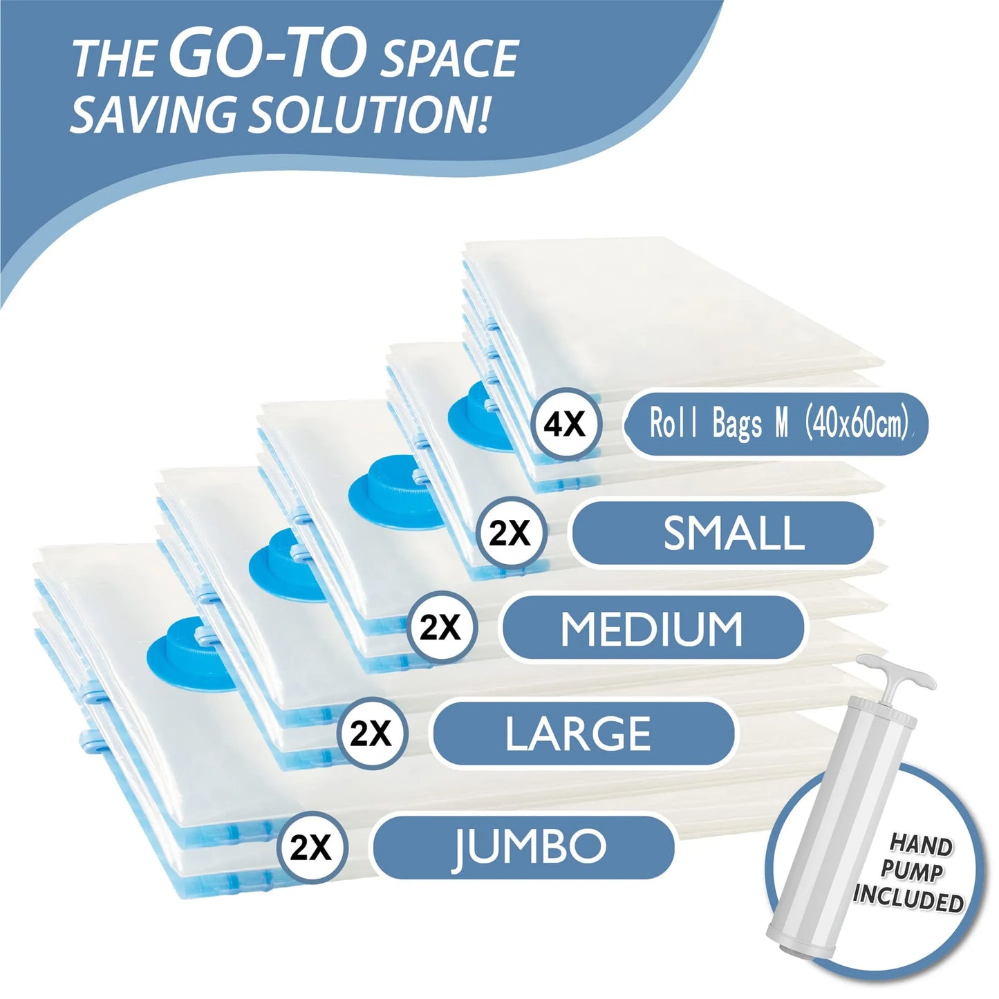 20 Pack Vacuum Storage Bags, Space Saver Compression for Comforters and Blankets, Sealer Clothes Hand Pump Included