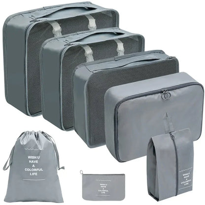 8-Piece Set Travel Bag Organizer Clothes Luggage Travel Organizer Blanket Shoes Organizers Bag Suitcase Pouch Packing Cubes