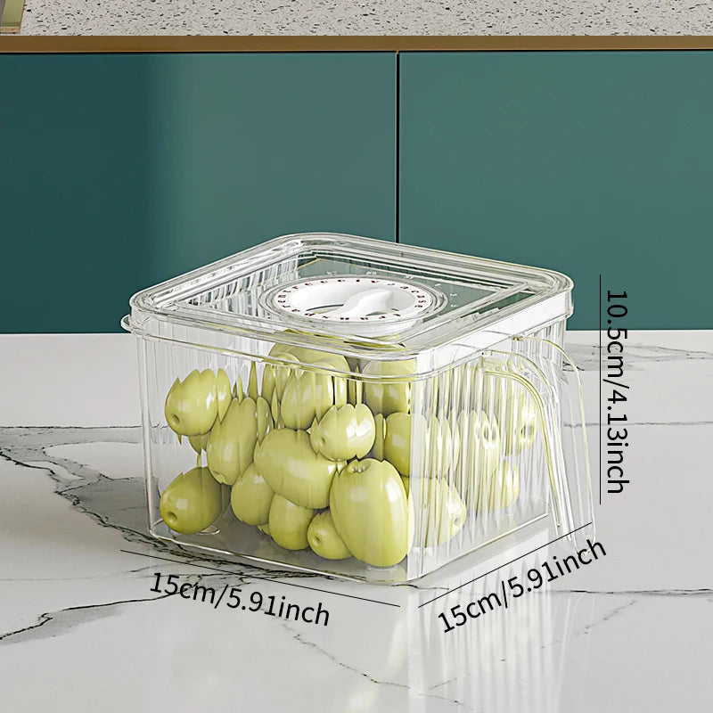 Stackable Refrigerator Storage Box with Lid & Handle - PET Food Container Organizer for Bread Vegetables Fruits Kitchen Home Use