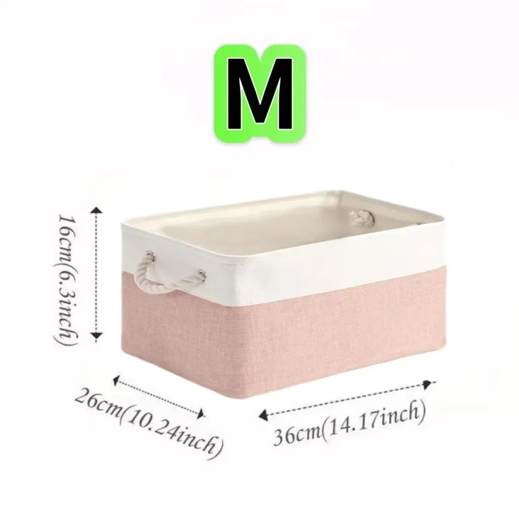 Folding Linen Storage Box with Handles Space-Saving Cube Organizer Basket for Home Supplie Baby Toys Clothes Books Organizer