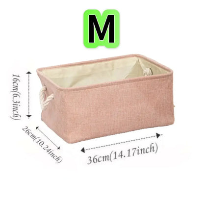 Folding Linen Storage Box with Handles Space-Saving Cube Organizer Basket for Home Supplie Baby Toys Clothes Books Organizer