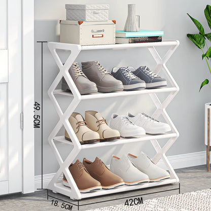 4 Tier Foldable Shoe Rack Space Saving Standing Shoe Storage Organizer for Closet Hallway Entryway Bedroom 4 Tier Shoe Rack