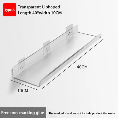 Self Adhesive Storage Shelf Wall-Mounted Storage Rack Removable Bathroom Shower Organizer Kitchen Wardrobe Bathroom Accessories