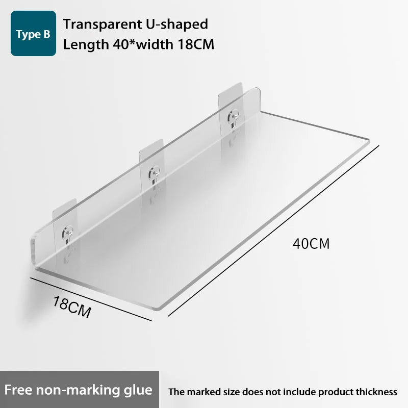 Self Adhesive Storage Shelf Wall-Mounted Storage Rack Removable Bathroom Shower Organizer Kitchen Wardrobe Bathroom Accessories