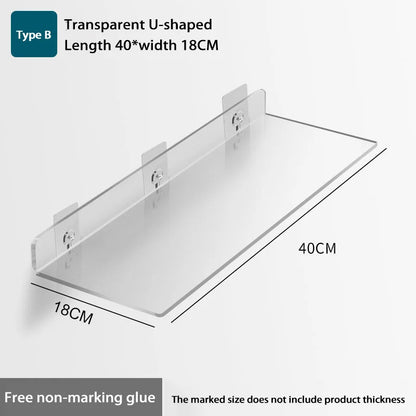 Self Adhesive Storage Shelf Wall-Mounted Storage Rack Removable Bathroom Shower Organizer Kitchen Wardrobe Bathroom Accessories