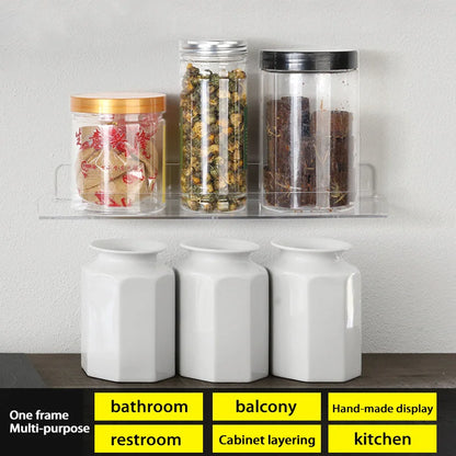 Self Adhesive Storage Shelf Wall-Mounted Storage Rack Removable Bathroom Shower Organizer Kitchen Wardrobe Bathroom Accessories