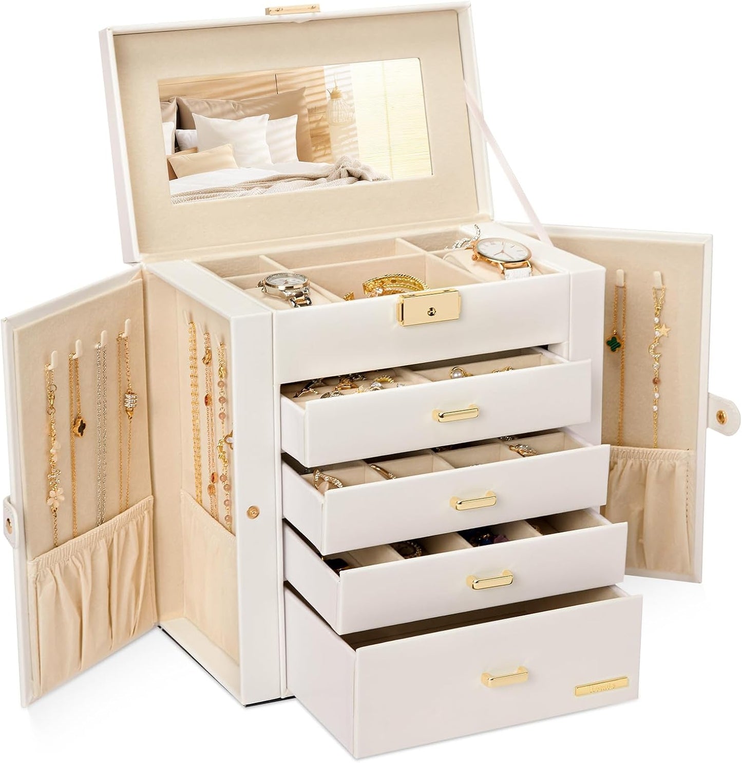 Premium 5-Layer Jewelry Organizer with Lock for Women’s Dresser