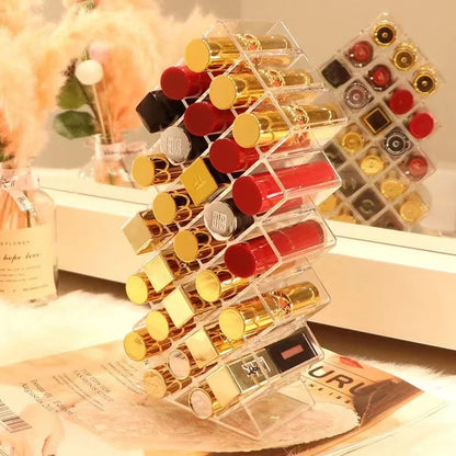 Fish-Shaped Lipstick Storage Rack Space-Saving Lipstick Holder 28-Grid Lipstick Organizer Display Shelf for Home Office Storage