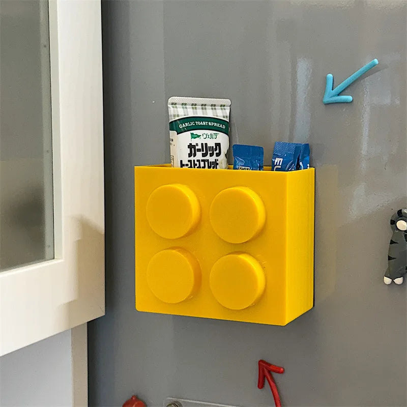 1/4Pc Magnetic Storage Box Kitchen No-Drill Refrigerator Storage Door Rack Building Block Wall Mounted Organizer Decor Holder