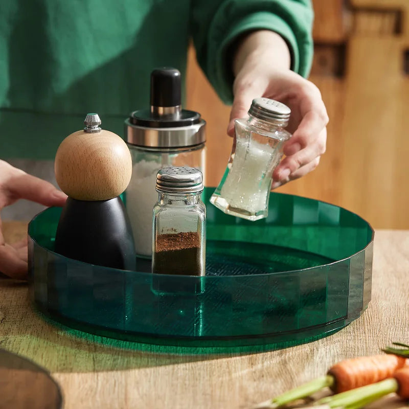 Rotating Storage Rack Kitchen Countertop Multifunctional Tray Spice Storage Rack Home Desktop