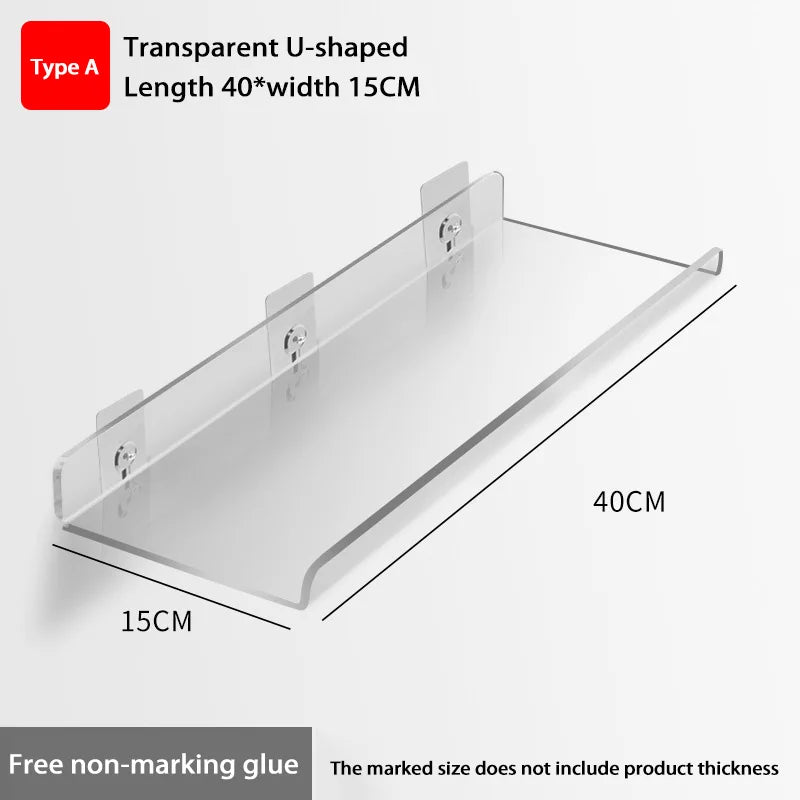 Self Adhesive Storage Shelf Wall-Mounted Storage Rack Removable Bathroom Shower Organizer Kitchen Wardrobe Bathroom Accessories