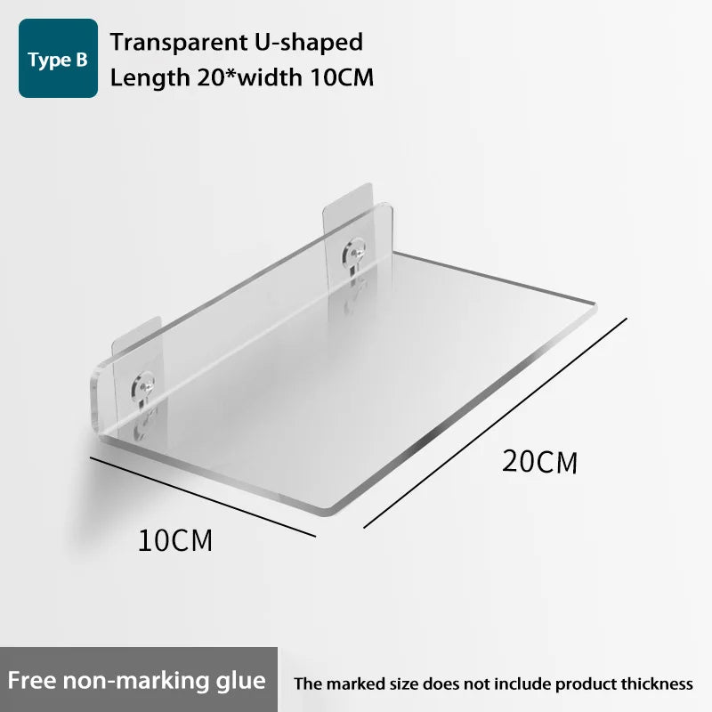 Self Adhesive Storage Shelf Wall-Mounted Storage Rack Removable Bathroom Shower Organizer Kitchen Wardrobe Bathroom Accessories