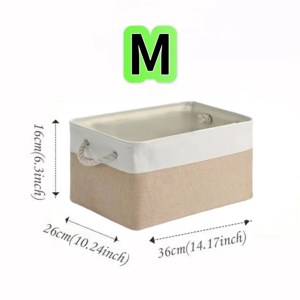 Folding Linen Storage Box with Handles Space-Saving Cube Organizer Basket for Home Supplie Baby Toys Clothes Books Organizer