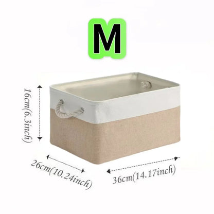Folding Linen Storage Box with Handles Space-Saving Cube Organizer Basket for Home Supplie Baby Toys Clothes Books Organizer
