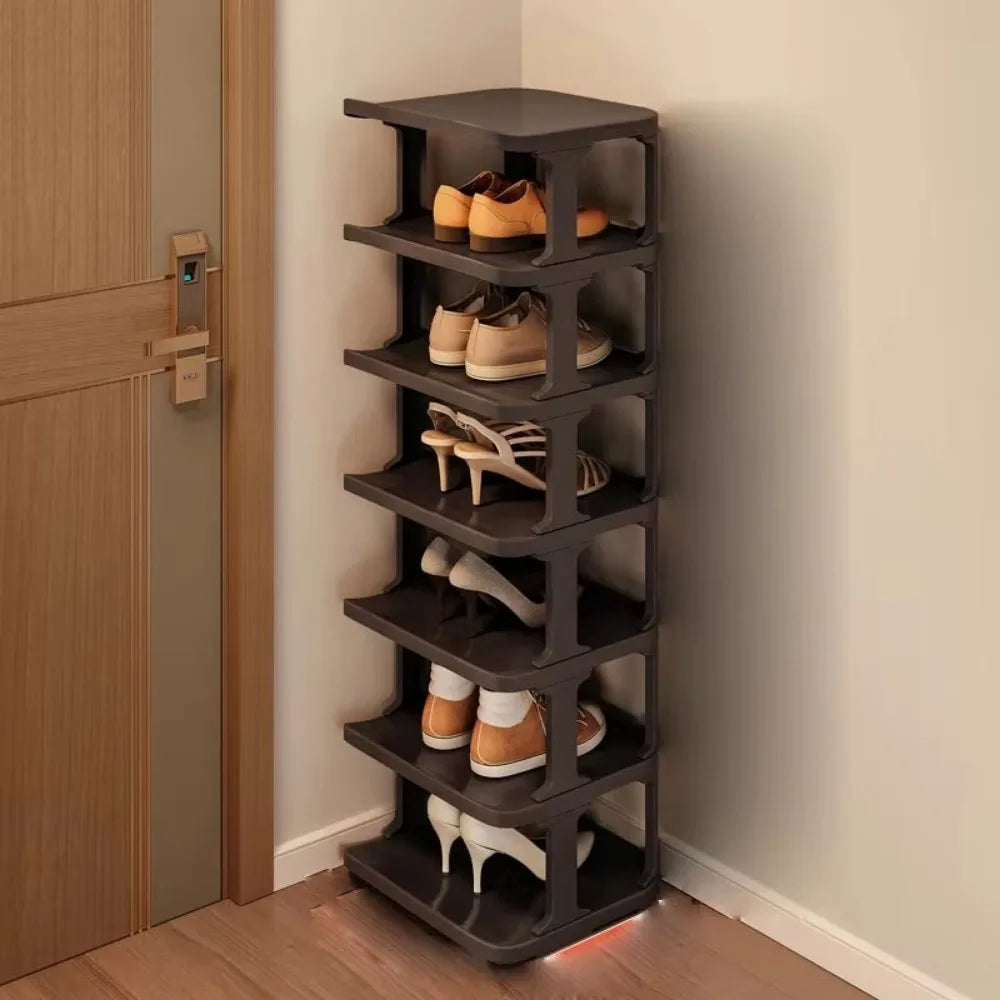 Removable Vertical Shoe Rack 2-8 Layers Saving Space Layered Shoe Cabinets Anti-Drop Stackable Shoes Storage Organizer Doorway