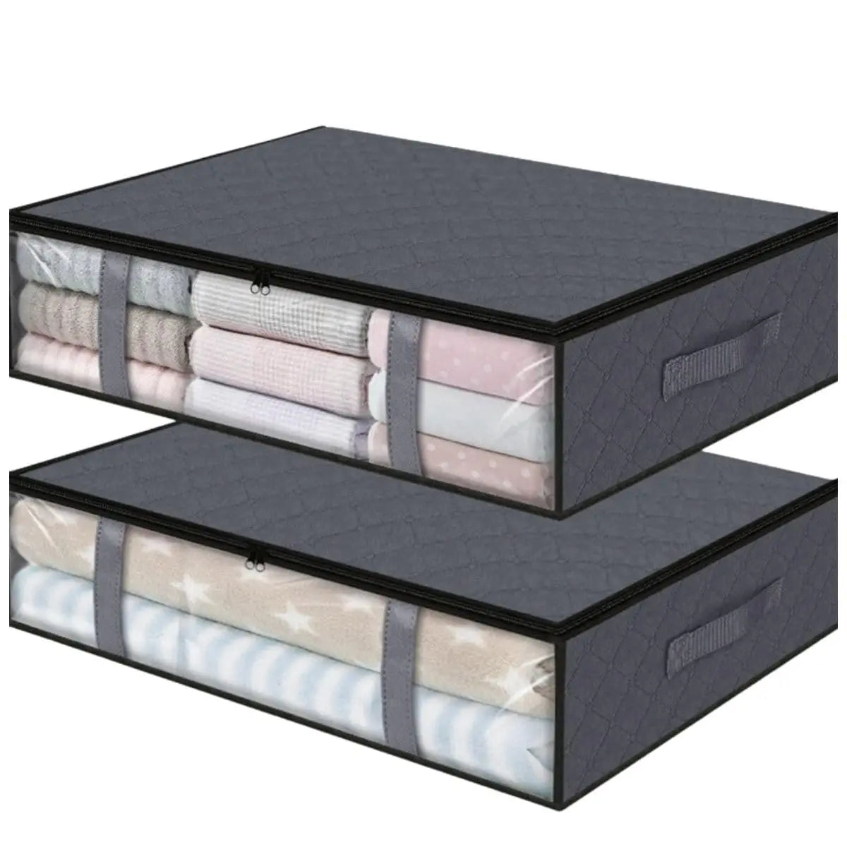 3 Pack under Bed Storage Container Organizer Large Capacity under Bed Clothes Storage Box Foldable Storage Bag with Clear Window