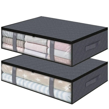 3 Pack under Bed Storage Container Organizer Large Capacity under Bed Clothes Storage Box Foldable Storage Bag with Clear Window