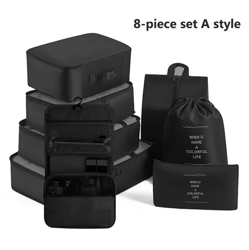 7-8-9-Piece Set Travel Bag Organizer Clothes Luggage Travel Organizer Blanket Shoes Organizers Bag Suitcase Pouch Packing Cubes