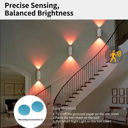 LED Motion Sensor Wall Lamp Wall Lights RGB Light Home Decoration Light up & down Night Light Rechargeable for Stair Porch Decor