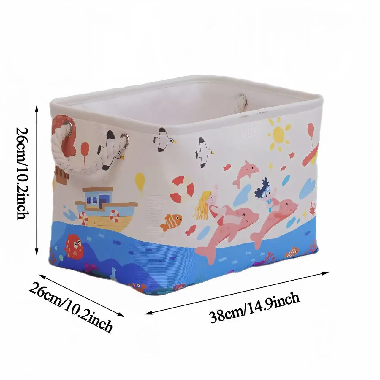 Folding Linen Storage Box with Handles Space-Saving Cube Organizer Basket for Home Supplie Baby Toys Clothes Books Organizer