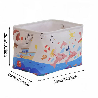 Folding Linen Storage Box with Handles Space-Saving Cube Organizer Basket for Home Supplie Baby Toys Clothes Books Organizer