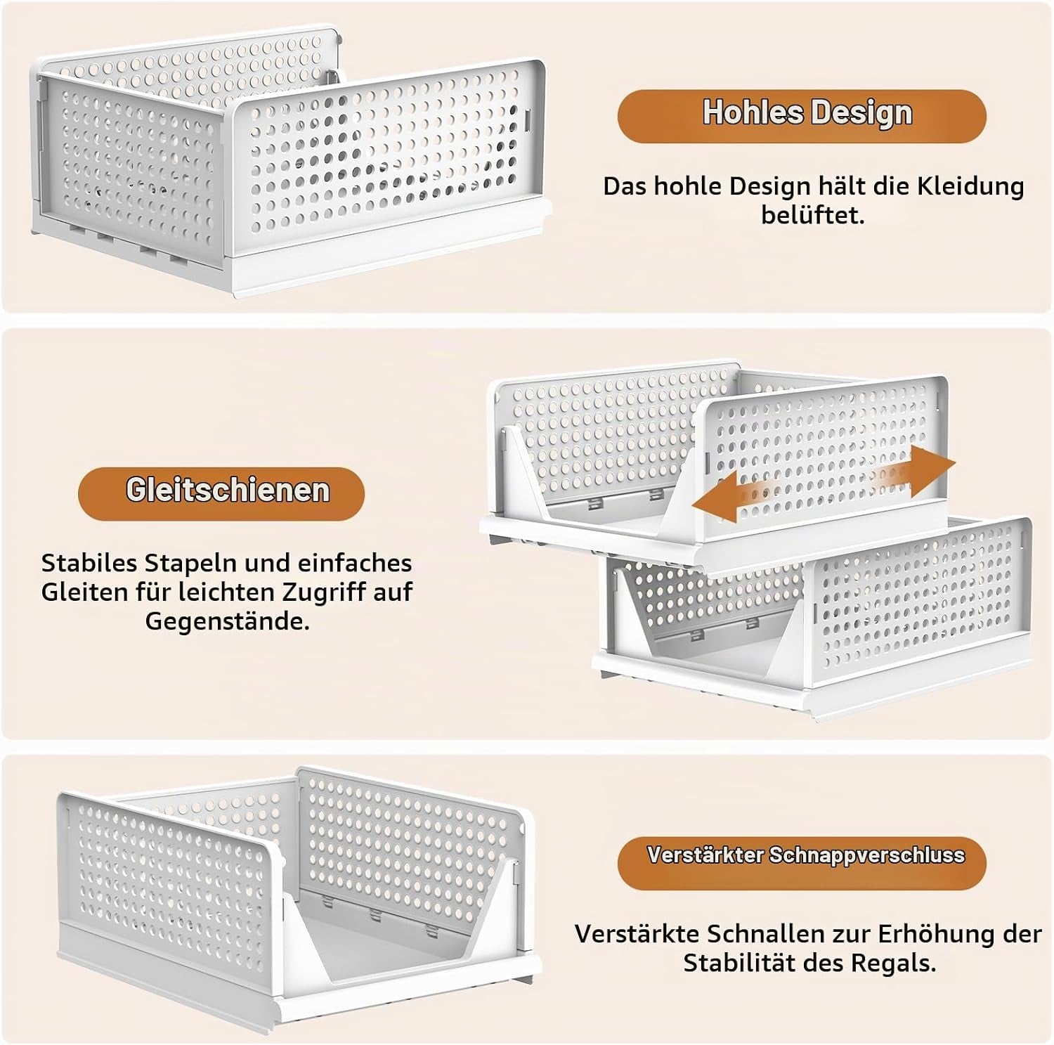4 Set Faltbaren Kleiderschrank Organizer, Schrank Organizer- Weiß