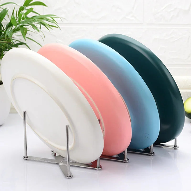 Dish Plate Organizer Rack Pot Lid Holder Tableware Drying Storage Tray Holder Adjustable Plates Holder Rest Kitchen Accessories