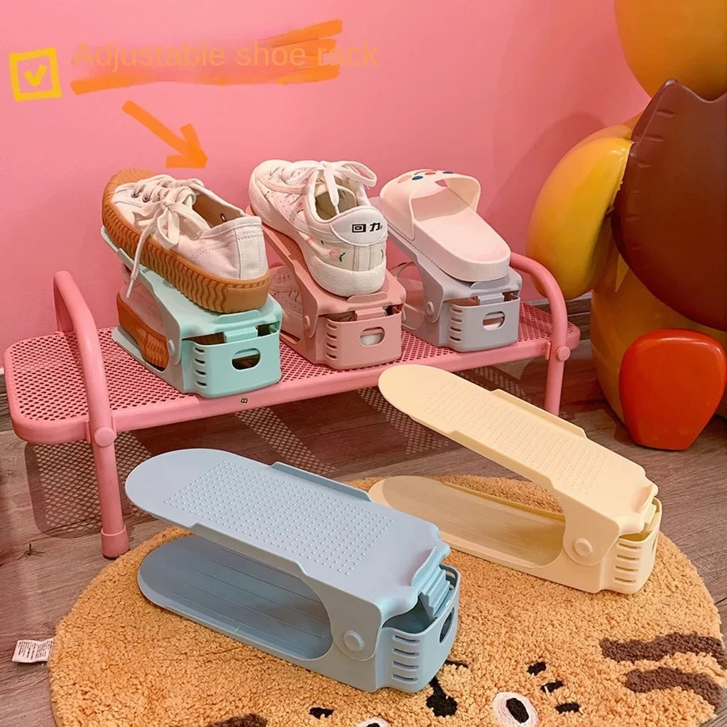 1Pcs Adjustable Shoe Rack Organizer Shoe Slot Space Saver Double-Layer Shoe Rack Organization Shoes Storage Rack Shoe Box