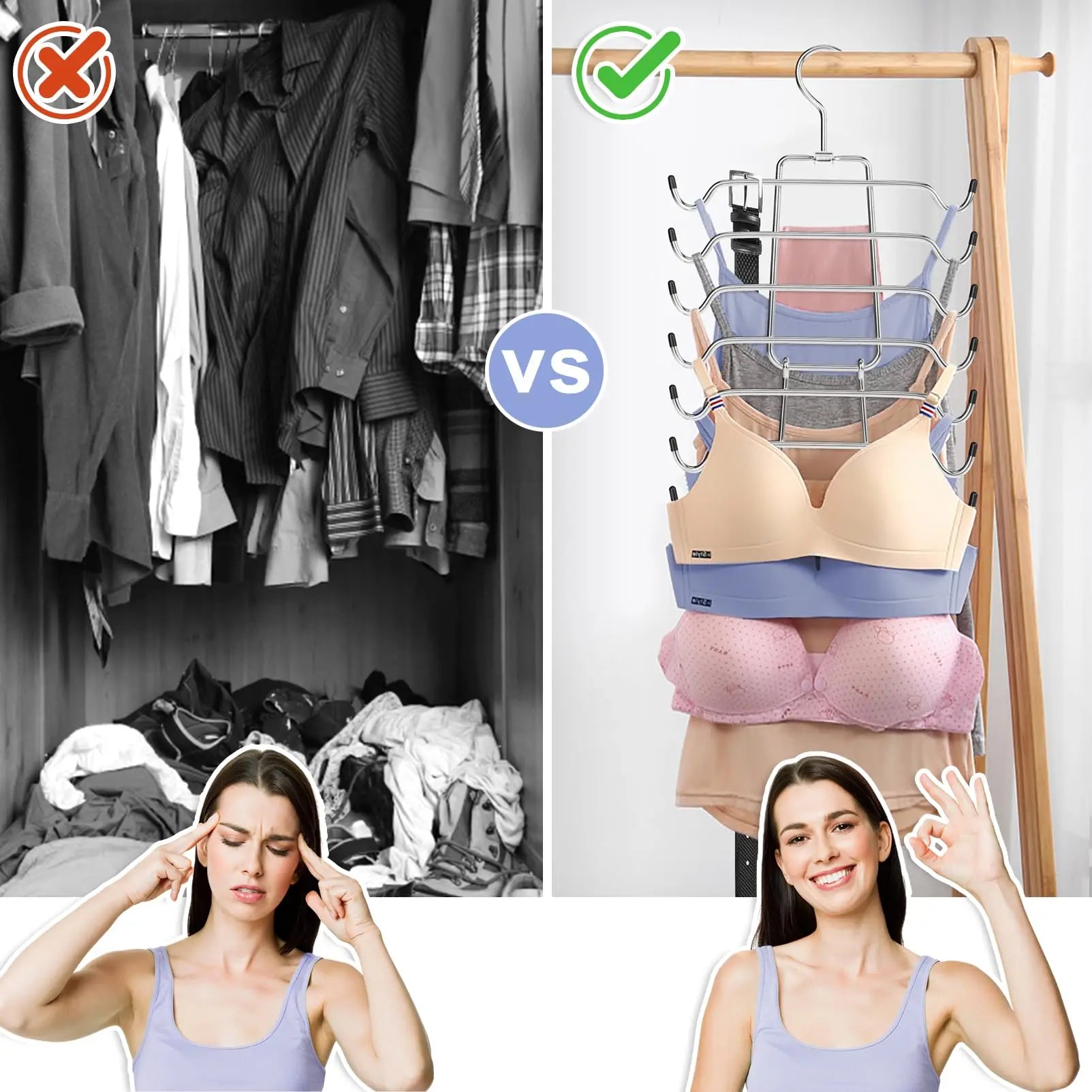 360° Rotating Metal Hanger Wardrobe Organizer and Storage Lingerie Hanger Suitable for Camisole Bra Belt Swimsuit Underwear