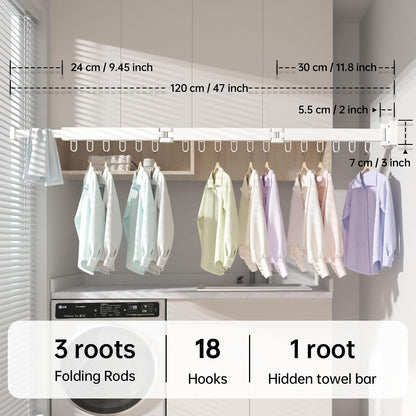 Clothes Drying Rack Wall Mounted, Laundry Drying Rack Collapsible